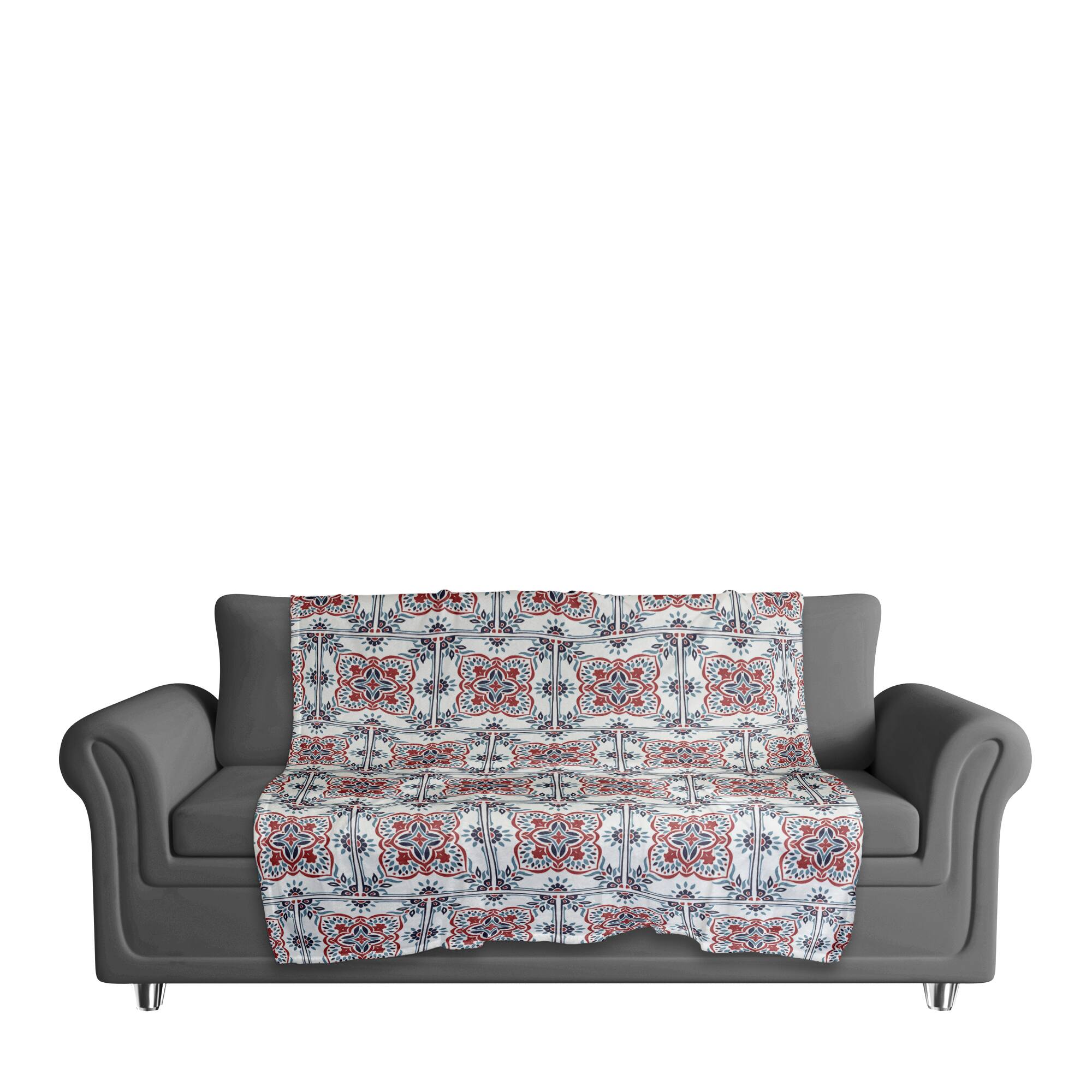 Red White and Blue Medallion Pattern Coral Fleece Blanket